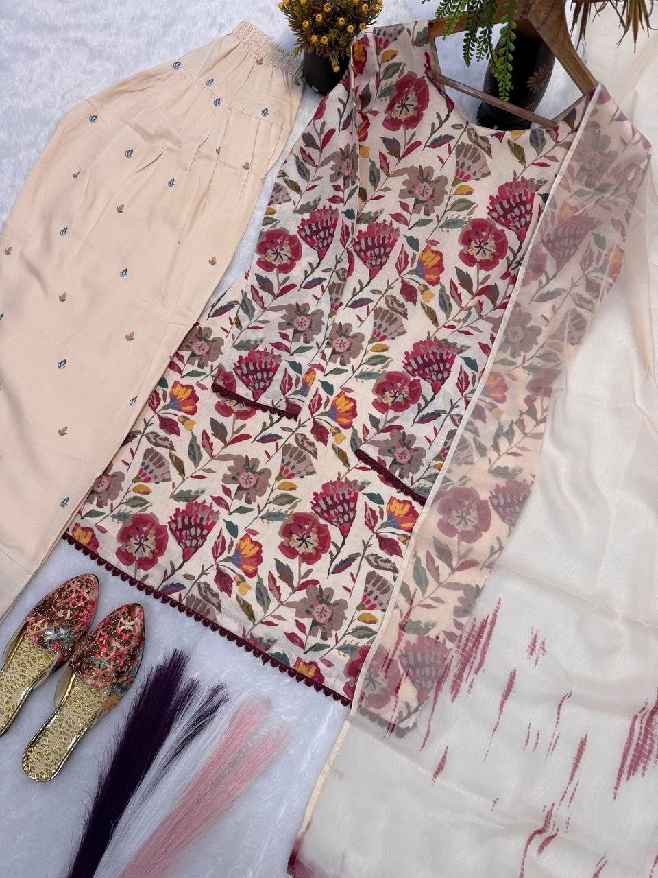 The Sovereign Cream Floral-Print Festive Couture